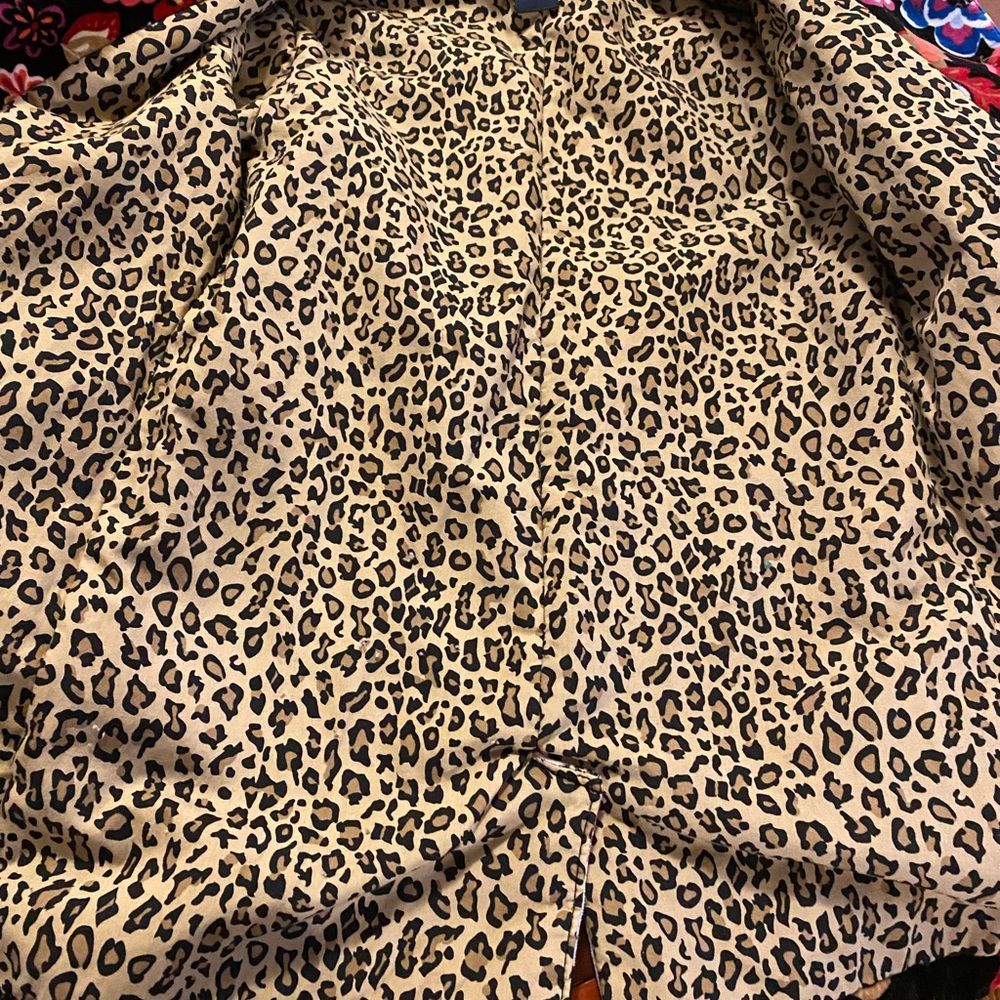 Multicolored Floral Velvet Quilted Peacoat Leopard Details Girls S(5/6) - Picture 5 of 13